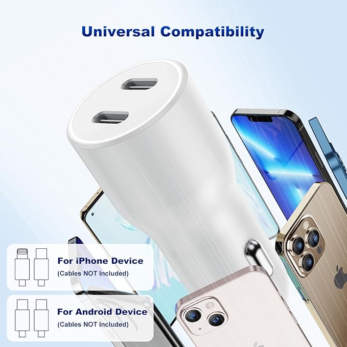 iPhone 14 13 Car Charger, Certified 45W Dual Port USB C Rapid Apple Car Adapter with 6ft Type C to Lightning Cable Fast Charging for iPhone 14 Pro/14 Pro Max/14 Plus/13/12/11/X/XS/SE,iPad-Blue