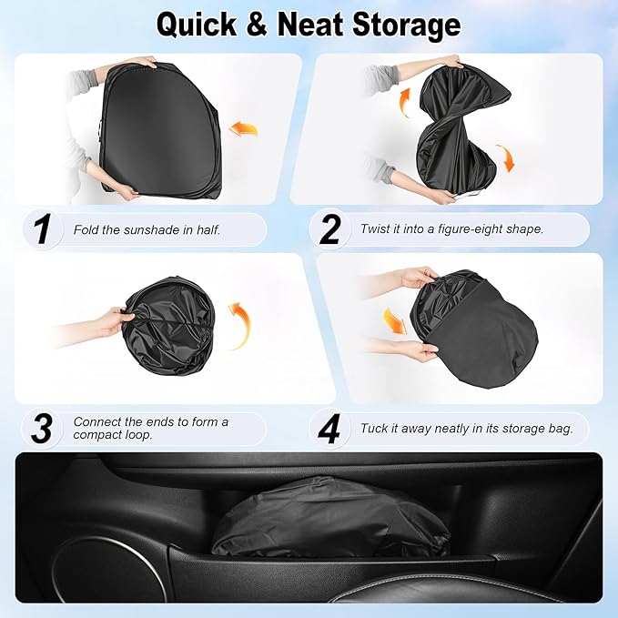 Car Windshield Sunshade Universal Sun Visor Front Window Shades, Foldable Reflective Fits Cars, Large SUVs, Trucks, Interior Car Automotive Accessories for Summer (64" x 33")