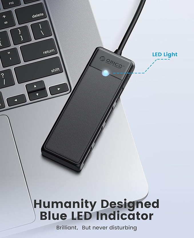 ORICO USB 3.0 Hub, 4-Port USB Hub with 0.5Ft Cable, Ultra Slim USB-Splitter for Laptop MacBook Pro, iMac, Surface Pro, XPS, PS5,PC, Flash Drive, Mobile HDD
