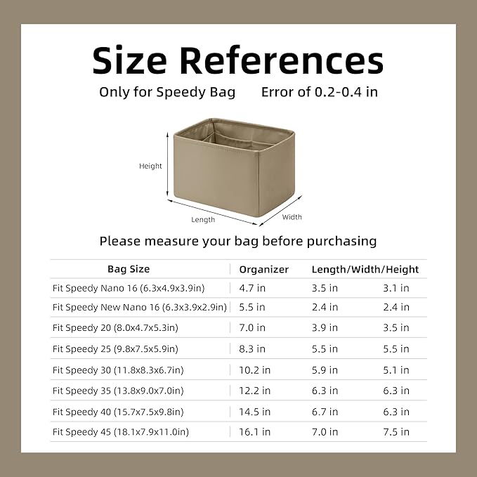 DGAZ Silk Purse Organizer Insert Fits LV Speedy 16/20/25/30/35/45 bags,Silky Smooth Bag Organizer,Luxury Handbag & Tote Shaper(Etoupe grey,SP30)