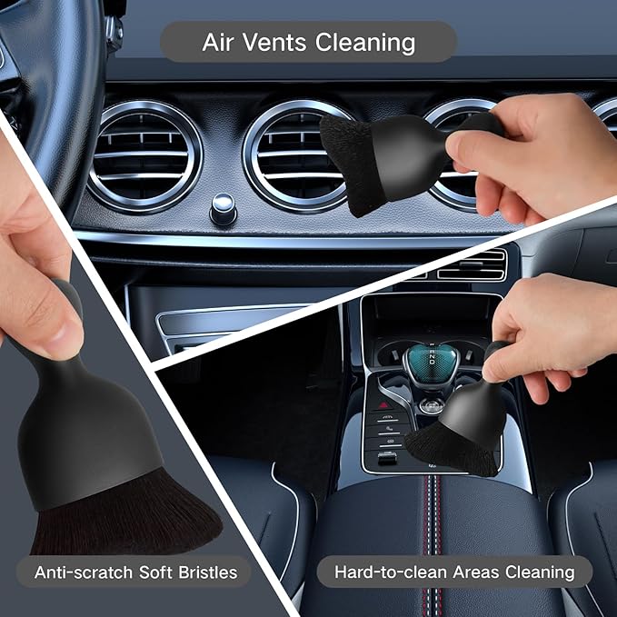 Qydipclin 10pcs Windshield Cleaner Tool, Car Window Cleaning Wash Kit with 4 Reusable Microfiber Pads 1 Spray Bottle and Extendable Handle Auto Glass Wiper Kit, Gray
