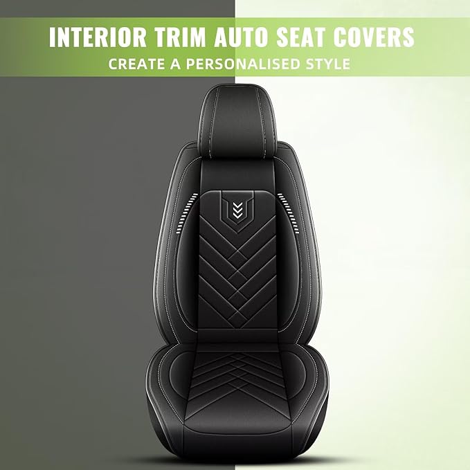 AOMSAZTO Car Seat Covers Fit for Kia Rio 2013-2023 Full Set Premium Seat Covers Waterproof Leather Automotive Seat Cushion Protector Compatible with Airbag(5 Seats,Black)