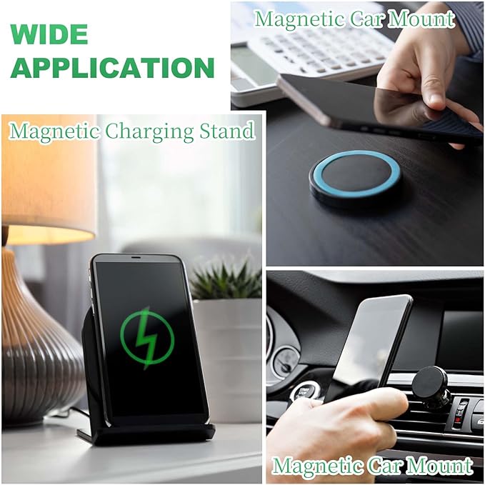 PATIKIL Universal CD Stripe Magnetic Adapter Ring, 4 Pcs Ultra-Thin Sticker Ring Adhesive Nickel-Iron Alloy for Phone Cases Holder Wireless Charging Car Mount Kit, Pink