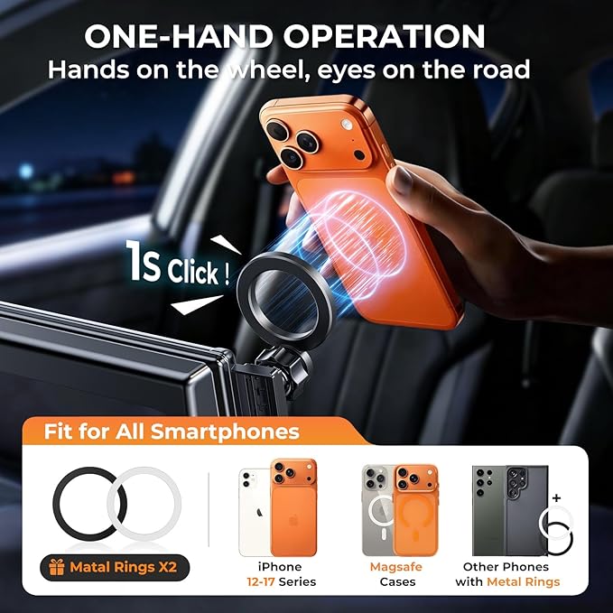 Car Phone Holder for Ford Bronco Sport 2024 2023 2022 2021 8-Inch Screen(Not Fit 2025+,Not Fit Bronco) 360° Rotation Magnetic Cell Phone Mount, Compatible with Magsafe, Does Not Affect Air Vent