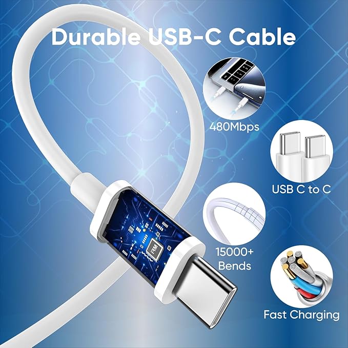 iPhone 17 16 15 Charger Fast Charging 10FT Cable, 30W USB C Charger Block for i Phone 15 16 16e 17 Air Plus Pro Max/iPad Pro/AirPods, PD USBC Power Adapter Wall Plug & Type C to C Cord, 2 Pack