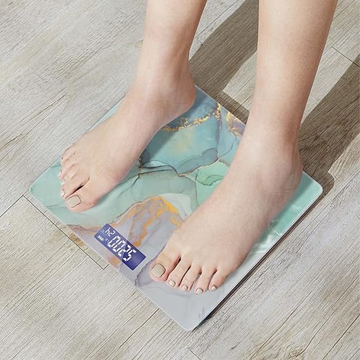 Weight Scale Digital Bathroom Scale Scale for Body Weight 400 lbs Personalized Digital Scale with Backlit Display Easy Read(Battery Not included) - Teal Marble Pattern