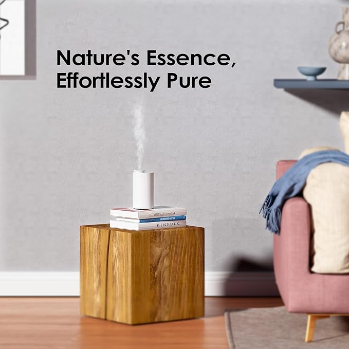 Airversa Waterless Essential Oil Diffuser Starter Kit with 30mL Hotel Fragrance Oil Inspired by Blagio, Battery Operated Car Diffuser, Portable Aroma Nebulizer for Home Car Office, AN6Kit-D, White