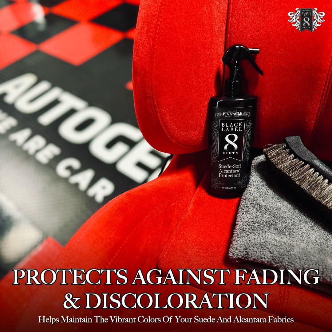 Pinnacle Black Label Suede-Soft Alcantara® Cleaner (8 oz): Premium Care for Micro-Suede & Alcantara Surfaces - Gently Removes Stains, Refreshes, and Deodorizes - Safe for All Interior Fabrics