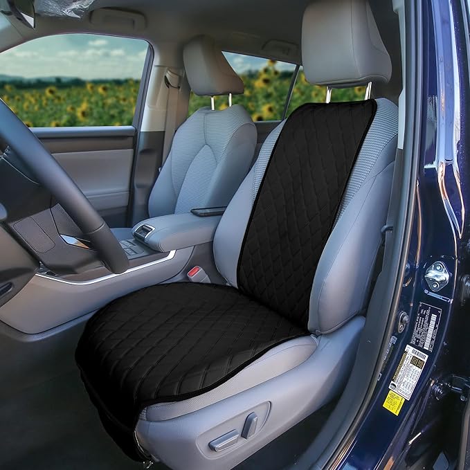 FH Group Car Seat Cushion β Neosupreme Single Front Seat Cover with Front Pockets, Airbag Compatible, Universal Fit Car Seat Cushion for Driver or Passenger Seat, SUV, Truck, Sedan & Van β Black