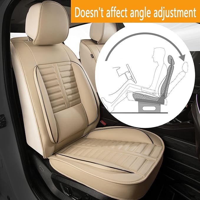 Car Seat Covers Fit for Kia Sorento 2007-2023 2024 2025 Full Set Leather Seat Covers Set with Lumbar Support Premium Automotive Cushion Protector(5 Seat, Beige)