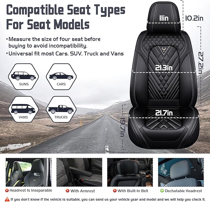Truck Seat Covers for Ford F250 2011-2026, Waterproof Premium Leather Full Coverage Car Seat Cover, Muscle Sport Style Auto Interior Seat Cover Sets (Front Set/Black)
