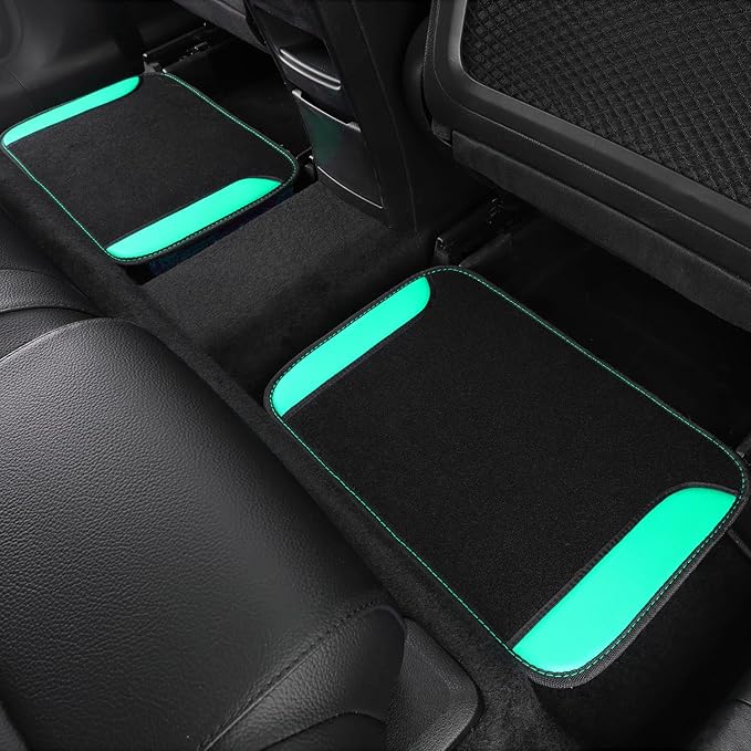 CAR PASS Faux Leather Steering Wheel Cover and Waterproof Car Floor Mats,Universal Car Combo Fit for 95% Sedan,SUV,Cars,14.5-15inch Sporty Anti-Slip Safety Comfortable Design(Black&Mint)