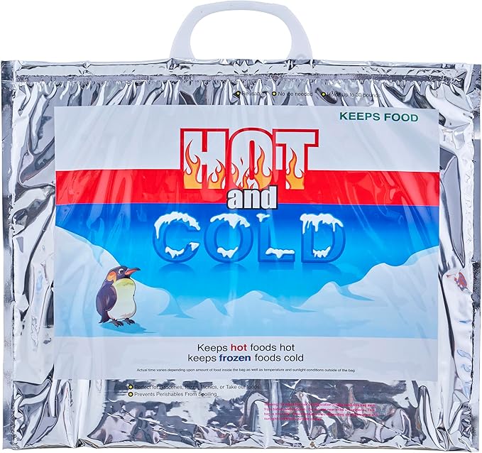 Superio Hot and Cold Insulated Bags for Food Delivery, Grocery Shopping Bags, Food Storage for Hot and Frozen Food for Travel, Disposable Cooler Bag, Reinforced Thermal Lunch Bag (6, 15.5"x13")