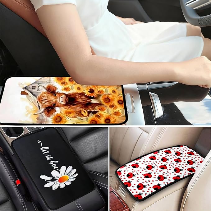 Blue Evil Eye Vehicle Center Console Armrest Cover Pad,Evil Eye Car Accessories Soft Middle Console Cushion Pad,Auto Arm Rest Mat Decor Blue Eyes Gifts for Women Men Dad for Most Vehicle SUV Truck