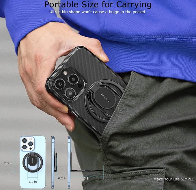 Doflyesky Magnetic Phone Ring Holder for iPhone, Double Adjustable Gym Phone Grip Holder and Stand Removable for Magsafe Case, iPhone 17/16/15/Pro Max Plus SE