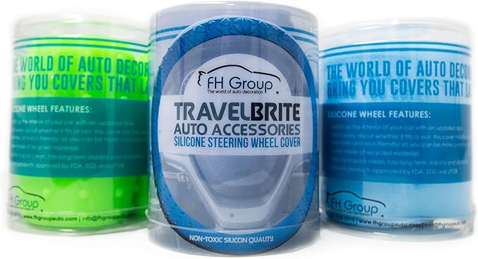 FH Group Universal Fit Silicone with Nibs and Pattern Massaging Grip Steering Wheel Cover fits most Cars, SUVs, Trucks, and Vans Gray