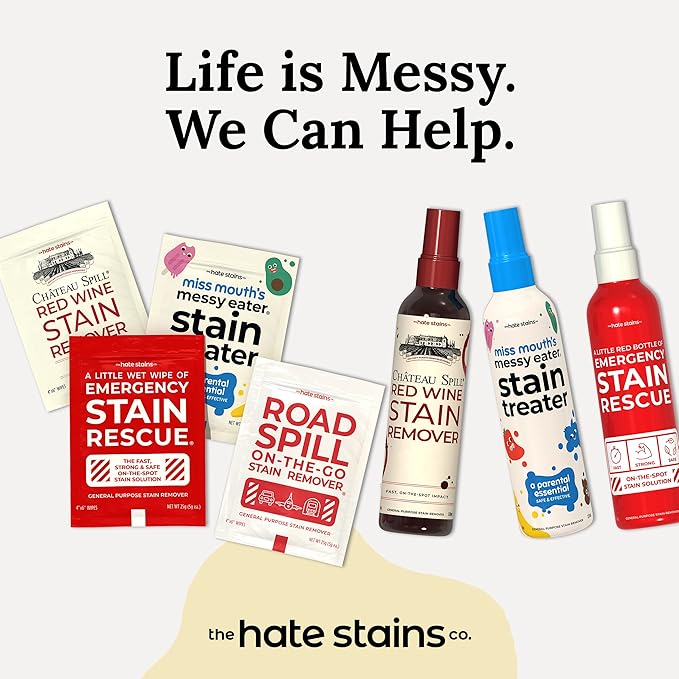 Chateau Spill Wine Stain Remover Spray - On-the-Go Wine Spill Cleaner - EPA Safer Choice Certified Carpet & Upholstery Cleaner - No Added Phosphates Laundry Stain Remover Spray - 4 Fl Oz, Pack of 25