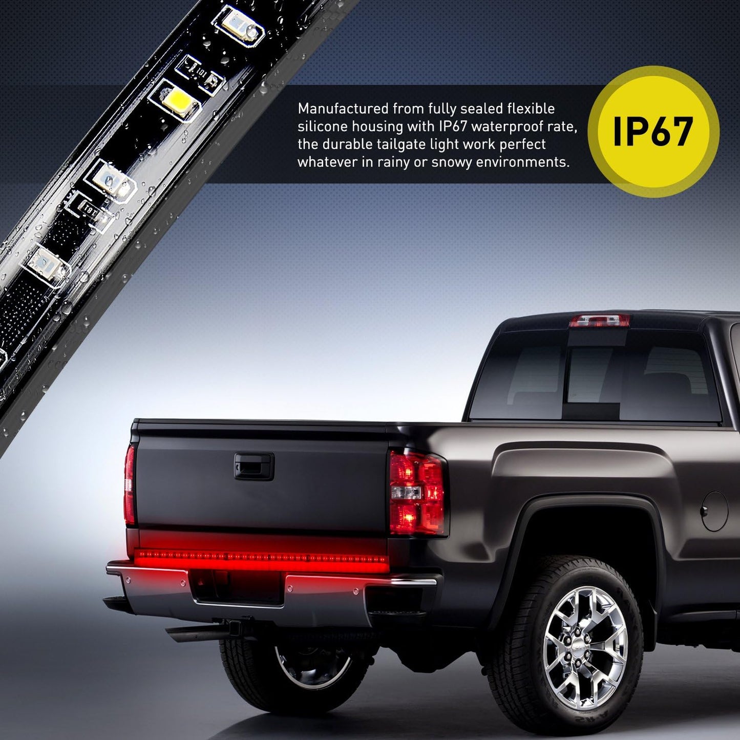 Nilight 48”/49” LED Tailgate Light Strip 90 LED Red/White for Running Light Brake / Turn Signal / Reverse Light,2 Years Warranty