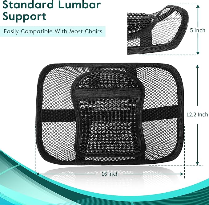 Samyoung 2 Pack Mesh Back Lumbar Support, Back Support Seat Cushion with Breathable Mesh for Office Chairs Car 12ā x 16ā