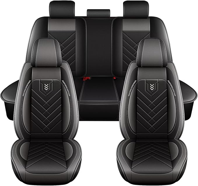 AOMSAZTO Car Seat Covers Fit for Cadillac XT4 2019-2026 Seat Cover 5-Seater Full Set Waterproof Faux Leather Automotive Auto Interior Protector Cushion(5 Seats,Grey)