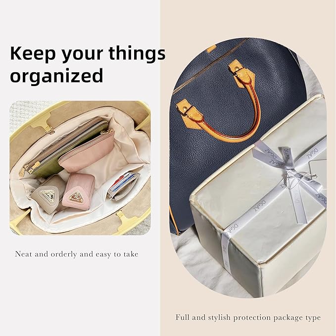 DGAZ Silk Purse Organizer Insert Fits LV Speedy 16/20/25/30/35/45 bags,Silky Smooth Bag Organizer,Luxury Handbag & Tote Shaper(Craie,SP20)