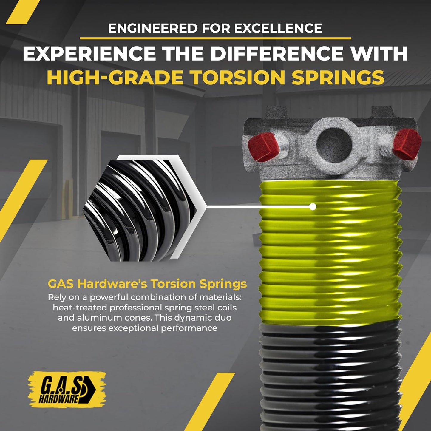 Garage Door Torsion Springs 207x2x25 Includes 1” Steel Bearing, Gloves, and Winding Bars for Left and Right Side of Garage Door Precision E-Coating 5-Year Warranty Minimum 30,000 Cycles (Pair)