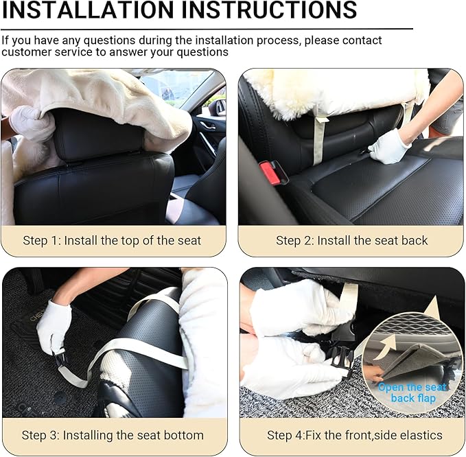 Aegis Cover Premium Australian Merino Sheepskin Car Seat Cover, Easy-Install Summer & Winter Universal Fit for SUV Truck Sedan Most Vehicles (FS-Black)