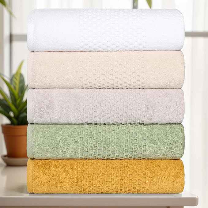 Superior Playa Zero Twist Cotton Medium Weight Bath Sheets, for Guest Bath, Bathroom, Shower, Spa, Plush, Quick Dry, Ultra-Soft Towels, Essentials, Waffle Textured, Oversized Towels, Set of 2, Gold