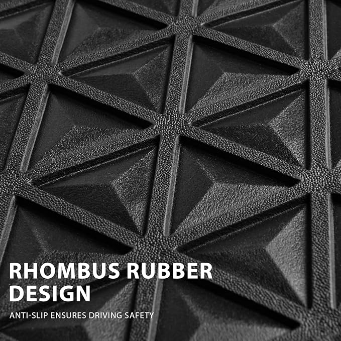 CAR PASS Bling Diamond Car Mats Rubber Floor Mats Full Set Anti-Slip 3D Rhombus Waterproof Trim to Fit Liner Universal Glitter Crystal Sparkly Shining Rhinestone Girl Women SUV Sedan Van, Black Red