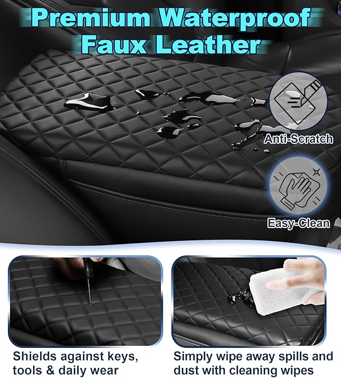 Armrest Cover for Toyota 4Runner Center Console Pad with Organizer Storage Pockets, Black Faux Leather Arm Rest Lid Protector Cushion Interior Accessories (2003-2009)