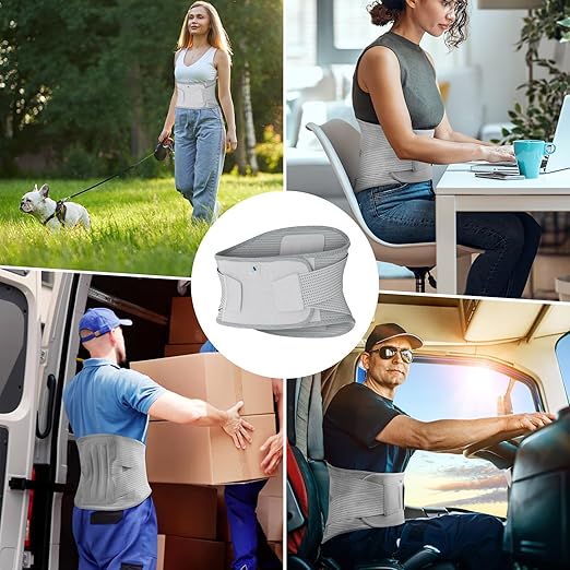NEENCA Professional Back Brace for Herniated Disc, Lower Back Pain Relief, Lumbar Strain | Adjustable Lumbar Support Belt for Men and Women | Ideal for Work, Lifting, Posture Correction, Sciatica, Scoliosis (Gray, Medium)