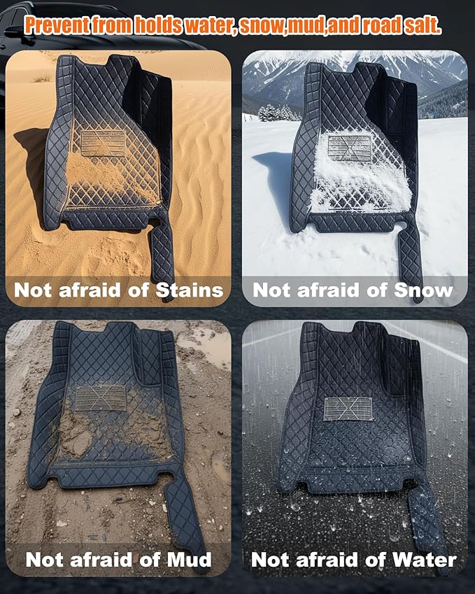 All-Weather car Floor MATS-Suitable for 99% of car Models,Leather car mat, offering Personalized Embroidery and Multiple Color Options,Provide Protection for car Rug (Beige)
