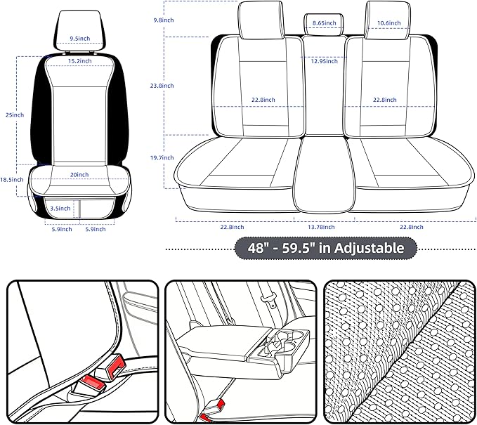 Elantrip Car Seat Cover Full Set Leather Car Seat Protector Universal fit for Most Cars SUVs and Trucks Water Proof Front and Rear Seat Protector Beige