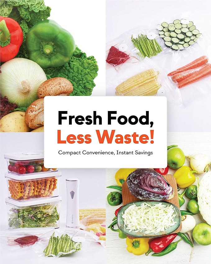 Reusable Vacuum Sealer Bags for Food, XXL 20 Pack (30 x 49 cm / 11.8 x 19.3 in) – BPA‐Free Leak‐Proof Zip Bags with Air Valve, Freezer & Sous Vide Safe, Works with Handheld Sealers