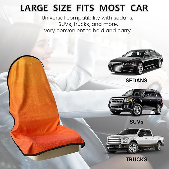 Car Seat Covers 2pcs Waterproof Towel Car Seat Cover Universal Fit for Most Trucks SUV Fitness Athletes Pets Gym and Water Sport,(Orange)
