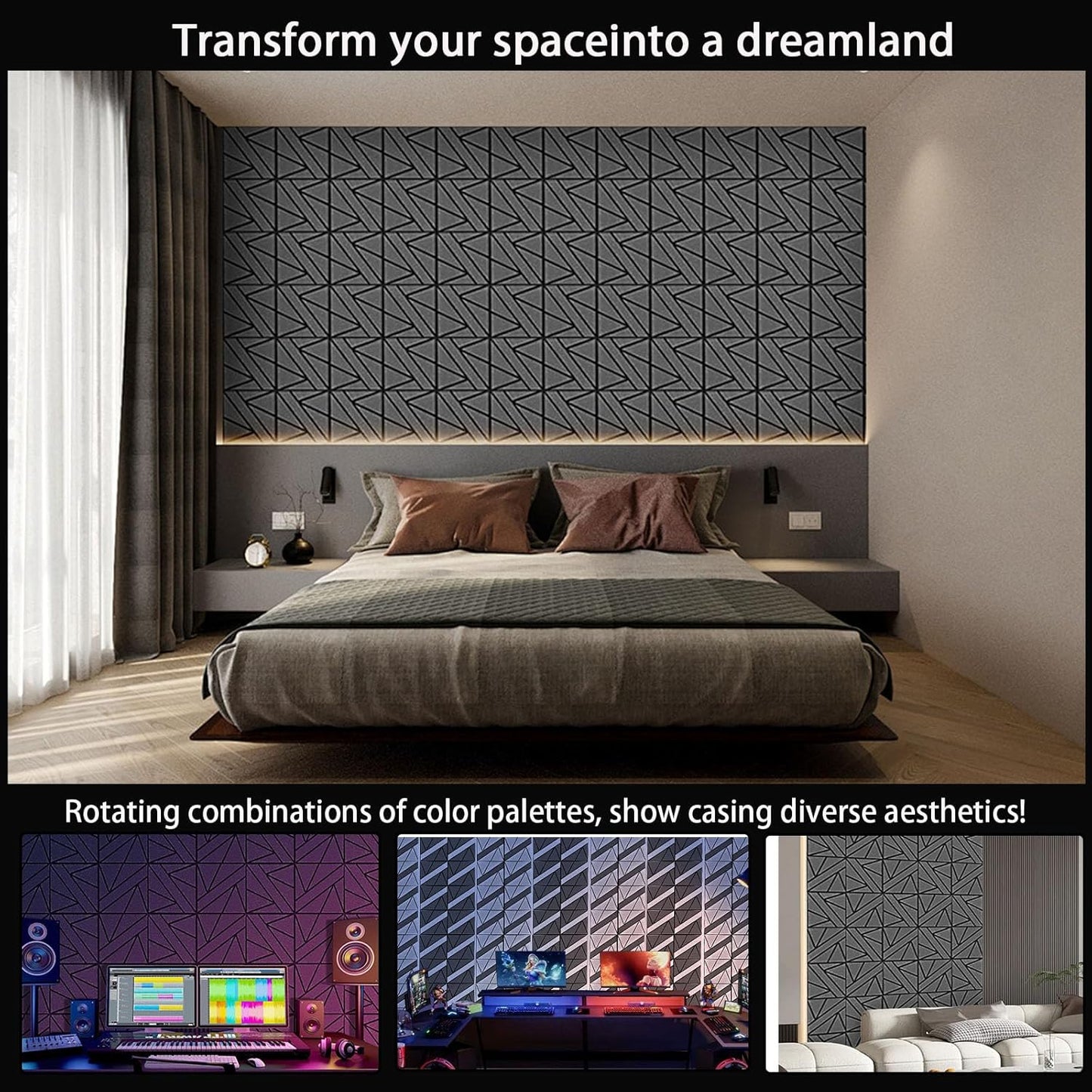 【20 Pack】 Acoustic Panels Self-Adhesive (0.4" Thick | 0.8lb/ft³ Medium Density) - 12x12 Soundproof Foam Tiles for Home Office/Wall Sound Absorption, Noise Reduction Panels Studio Use - Black