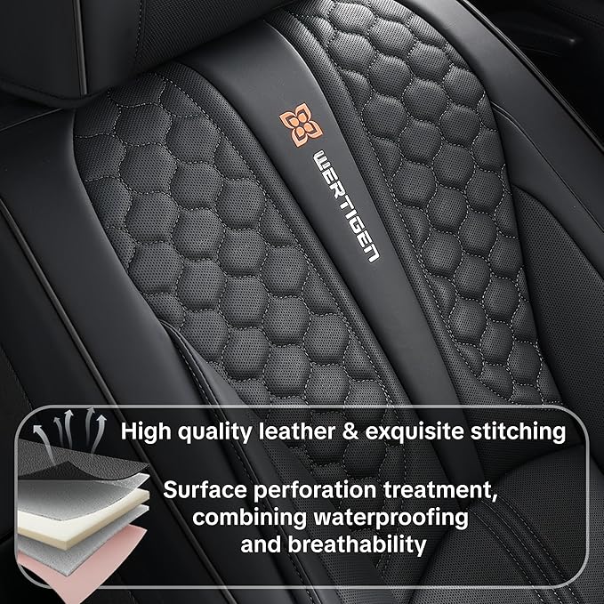 Black Car Seat Covers for Ford Bronco Sport 2021-2025 Car Seat Cover, PU Leather, 5 Piece Full Set, Anti-Slip, Waterproof, Beautify Interior, Beautify The Interior of Old Cars