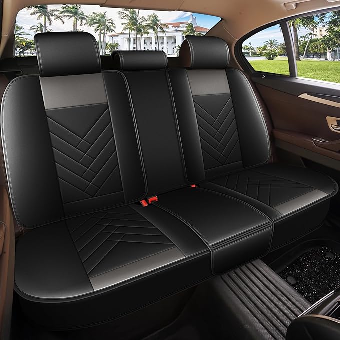 AOMSAZTO Car Seat Covers Full Set Fit for Nissan Rogue Sport 2017-2022 Waterproof Faux Leather Car Seat Cushions Automotive 5 Seat Covers Set(Black&Grey)