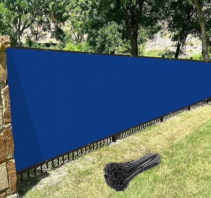 Windscreen4less Privacy Fence Screen Heavy Duty Windscreen Fencing Mesh Fabric Shade Net Cover with Brass Grommtes for Outdoor Wall Garden Yard Pool Deck, 8'x13' Blue