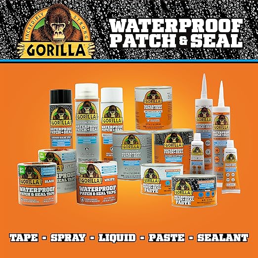 Gorilla Patch & Seal Liquid Rubber Waterproof Sealant, Crystal Clear, 32 Ounce (Pack of 6) - Seals Out Water, Air, and Moisture