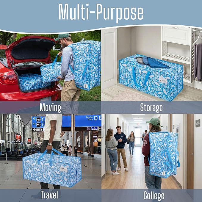VENO 8 Pack Heavy Duty Moving Bags with Backpack Straps, Zippers & Handles, Extra Large Packing Bags for College Dorm Essentials, Moving Supplies Alternative to Cardboard Moving Boxes