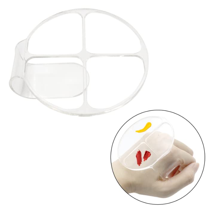 HLLMX 2 PCS Handheld Makeup Mixing Tray Hand Makeup Mixing Palette Acrylic Nail Art Manicure Palette Clear Foundation Palette Eyeshadow Makeup Hand Palette for Mixing Foundation
