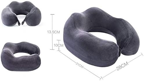Travel Neck Pillow Sleep Kit - 100% Memory Foam Travel Pillow, Car Airplane Travel Pillow Neck Pillow Nap Lunch Break Student Memory Foam U-Shaped Pillow (Color : Black)