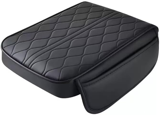 Center Console Armrest Cover Compatible with Dodge Ram 2500 2012-2024 Leather Car Armrest Cushion Pad Protector Black Interior Accessories,Black