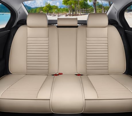 Back Seat Covers Fit for Toyota Venza 2009-2025, Car Seat Covers Back Seats, Breathable Faux Leather Automotive Seat Covers Back Pair Anti-Slip Seat Cover(Beige, Back)