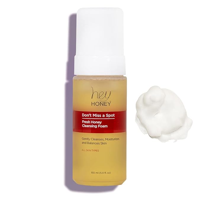 Hey Honey Don't Miss A Spot Fresh Honey Facial Cleansing Foam | Gently Remove Skin Oil and Other Pollutants From your Sensitive Skin | Clean and Cruelty-Free | 5 oz
