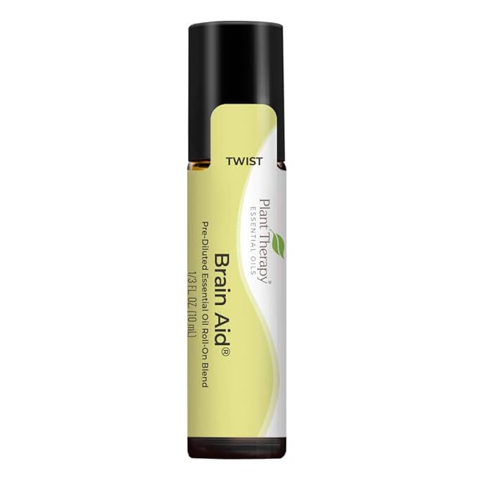 Plant Therapy Brain Aid Essential Oil Blend for Focus & Attention 100% Pure, Pre-Diluted, Natural Aromatherapy, Therapeutic Grade 10 mL (1/3 oz)