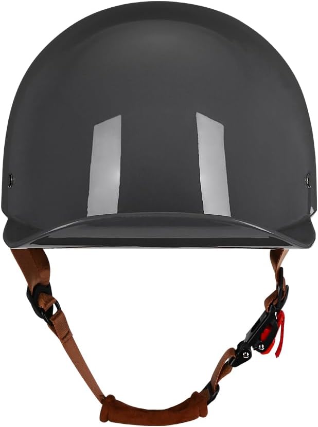 Vintage Retro Open Face Motorcycle Helmet Baseball Cap Half Helmets with pull-down Lens for Men Women Moped Cap Jet Scooter Street Cruiser - DOT Certified (Gray,X-Large)