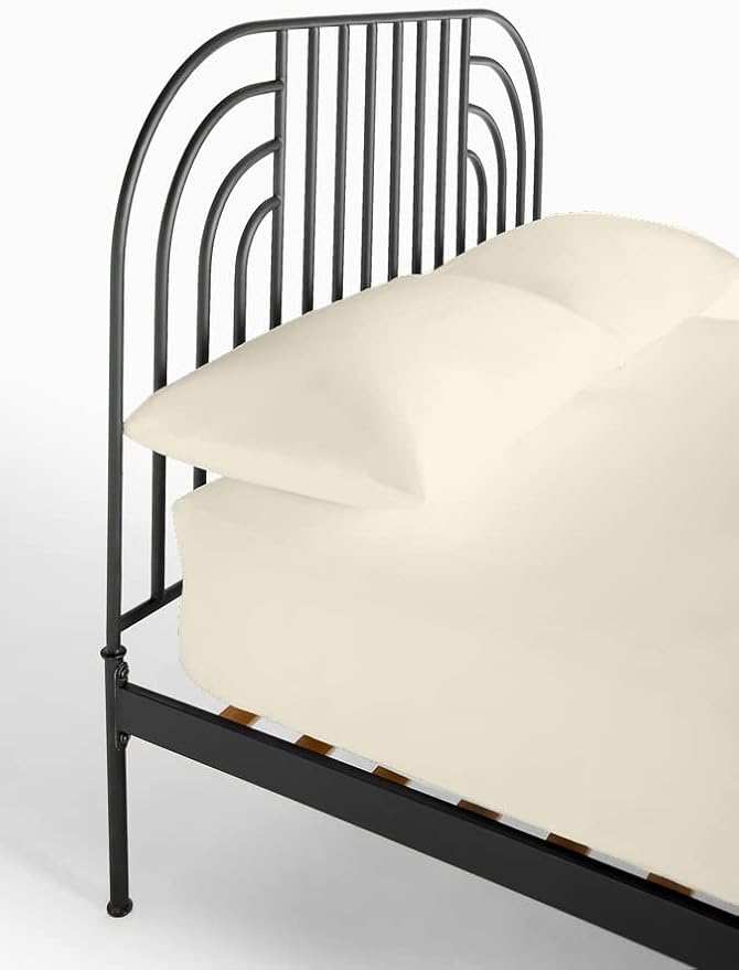 Sheets for Camping Cot Mattress - Fitted Sheet Perfect for Narrow Twin/Cot Size/Rv Bunk/Guest Bed Replacement/30 X 75" Mattress/Camping, Ivory Solid, Cotton Sheets 4 Piece