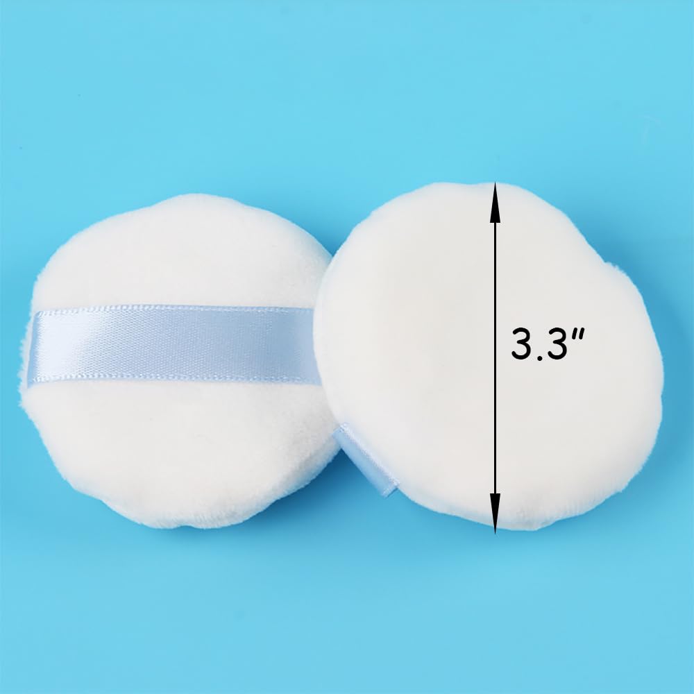 Ultra Soft Powder Puff and Container 3.3" High Density Velvet Dusting Washable Reusable Powder Puff,Body Powder Puff and Glass Jar Holder Loose Powder Box with Puff for Face Makeup(Tawny)